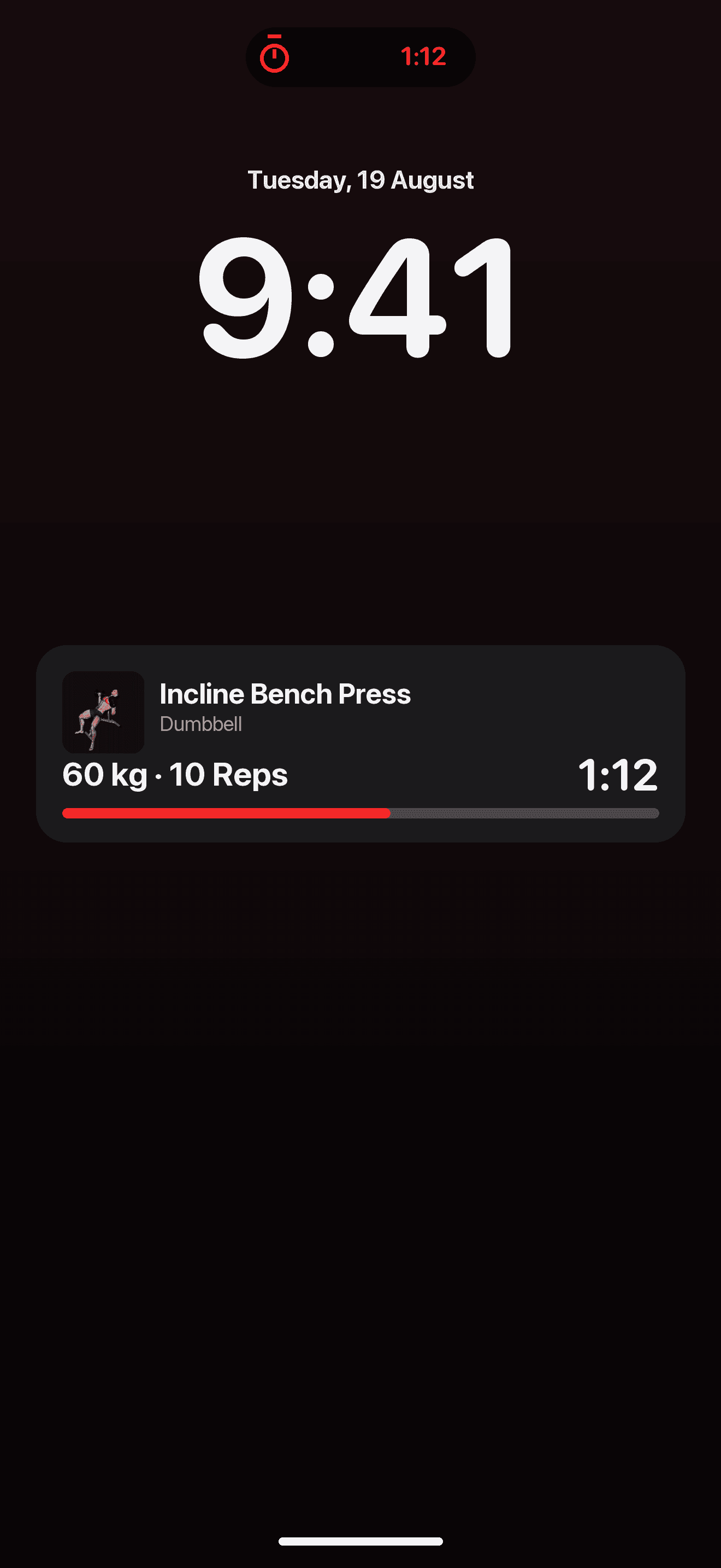 Live workout activity on the lock screen